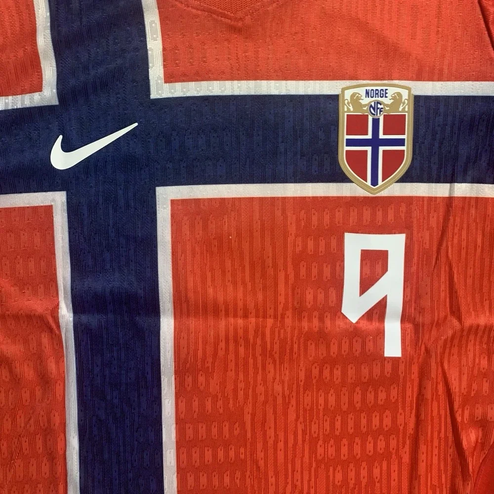 Norway National Team Braut Haaland #9 Soccer Jersey Red/Blue Men Size Large NWT